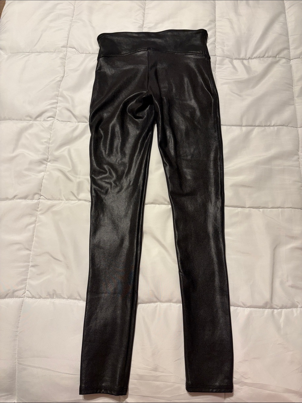 SPANX Faux Leather Black Leggings Like New Size Small - Picture 5 of 8